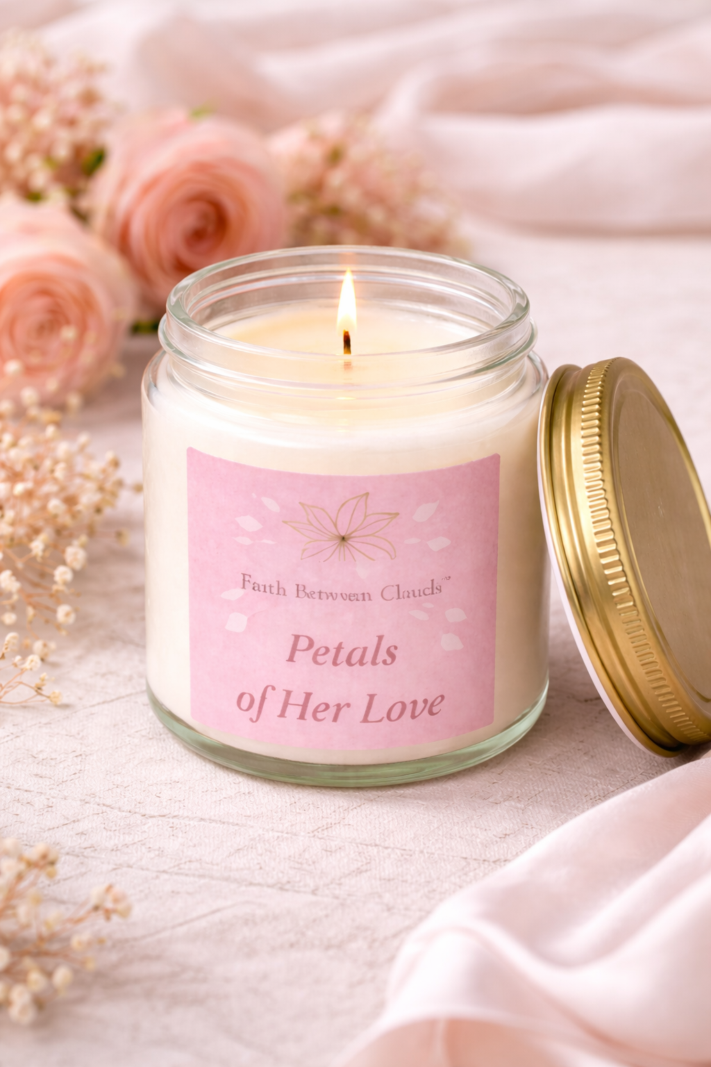 Faith Between Clouds: Petals of Her Love Candle